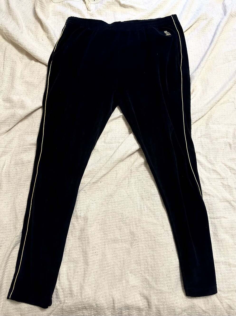 October's Very Own Velour Track Pants Size 2X Large Black Gold Owl